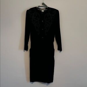Gucci Black Long-Sleeve Embroidered Sheath Dress